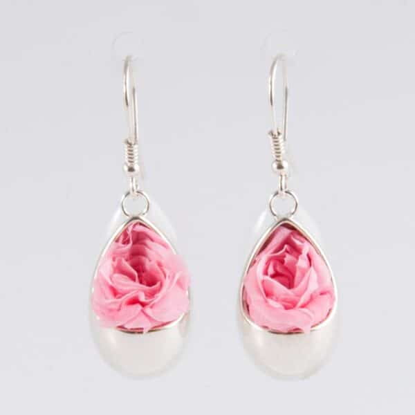 Boucles d'oreilles Goutte avec rose - rose pale