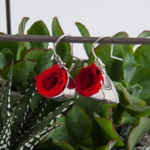 Boucles d'oreilles Tulipe avec rose rouge