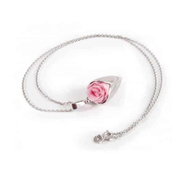 Collier Petite tulipe avec rose - rose pale