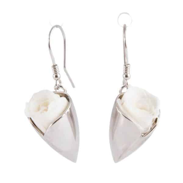 Boucles d'oreilles Tulipe avec rose blanche